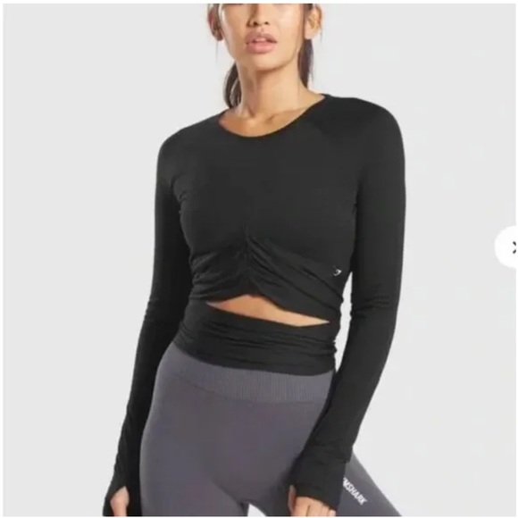 GYMSHARK Power Down Wrap Waist Long Sleeve Top - Picture 1 of 9